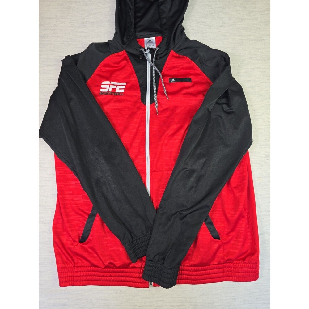 Adidas SFE Basketball Team Jacket Mens 2XL Full Zip Hooded Red Black